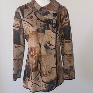 Adore Artistic Brown Abstract Patchwork Pattern Women's Jacket